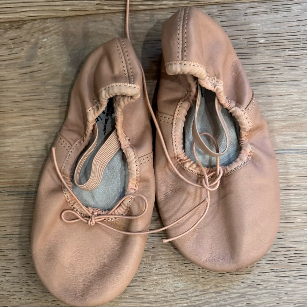 Kids Tan Leather Ballet Slippers